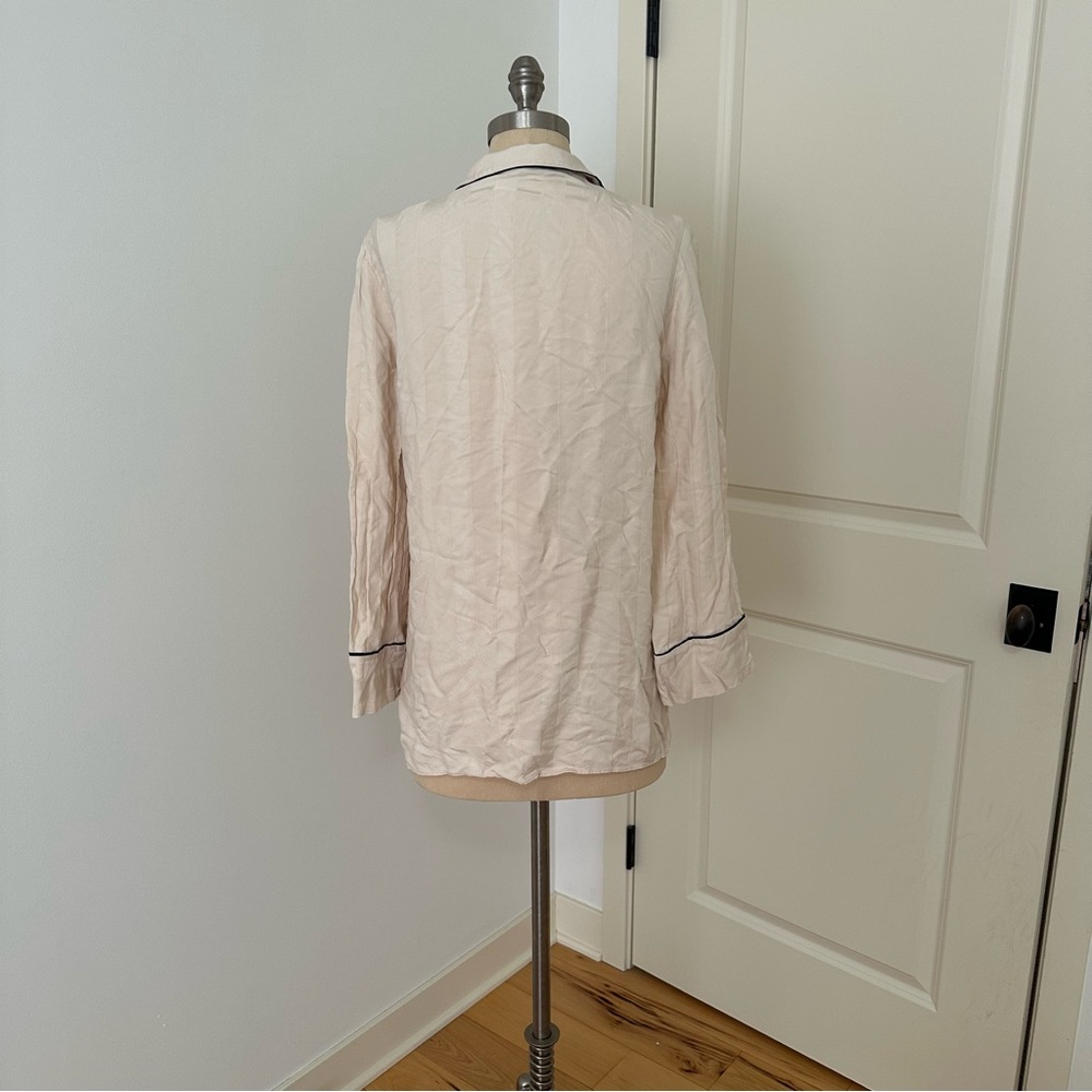 Zara Cream Button-Up Blouse with Black Trim - Size M - Picture 2 of 4
